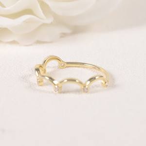 Diseño trenzado minimalista <span class=keywords><strong>14</strong></span> quilates Au585 anillos <span class=keywords><strong>de</strong></span> dedo <span class=keywords><strong>de</strong></span> oro amarillo sólido anillo ondulado Simple laboratorio crecido <span class=keywords><strong>diamante</strong></span> señoras anillo - Product Image 3