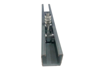 Rail de guidage en acier allié pour porte coulissante, <span class=keywords><strong>chariot</strong></span> à <span class=keywords><strong>4</strong></span> <span class=keywords><strong>roues</strong></span> robuste, silencieux, boulon ASTM M10, 3 écrous - Product Image 3
