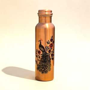 Bouteille d'eau en cuivre pur 1 litre, bouteille ayurvédique, anti-fuite, écologique, faite à la main, pour la maison, le bureau, la salle de sport, les voyages - Product Image 1