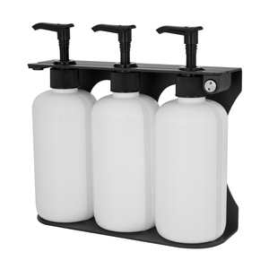 Dispensador Triple de Jabón <span class=keywords><strong>y</strong></span> Champú de Acero Inoxidable Negro Mate de 300 ml <span class=keywords><strong>y</strong></span> 500 ml <span class=keywords><strong>con</strong></span> Soporte para Montaje en Pared para Uso en Hoteles - Product Image 2