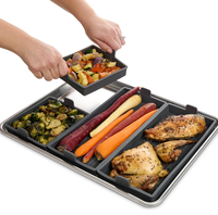 4PCS Séparateurs de plaques de cuisson en silicone de qualité alimentaire avec poignées robustes et résistantes à la chaleur Plateau en silicone réutilisable pour les repas