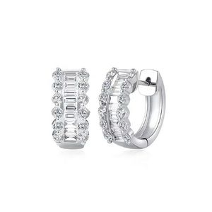 Xinfly 18K Gold <b>Huggie</b> Hoop Earrings 1.00ct Natural Baguette Diamond - Product Image 1