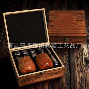 Ensemble de verres à whisky avec pierres, boîte en bois, design rétro classique de luxe, ensemble cadeau écologique pour servir du vin - Product Image 4