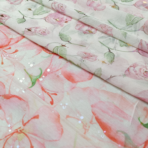 Schlussverkauf Designer weich glänzend schönes Blumenstoff-Muster durchsichtiges florales Organza-Gewebe für modische Kleidungsstücke - Product Image 2