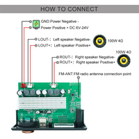 12V 24V Stereo 100W+100W TPA3116 Mikrofon Rekam Pemutar MP3 Bluetooth Amplifier Board Power Amplifier Modul Nirkabel