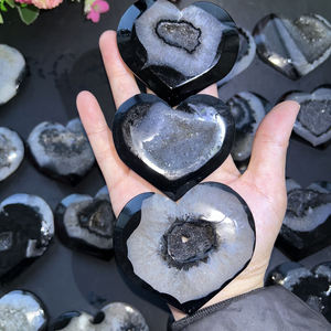 Хит продаж, Кристалл, черное сердце сардоникса, духовный камень, кварцевый Целительный Агат, плоский Друза, сердце для медитации, подарки - Product Image 3
