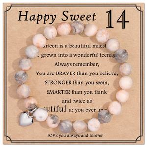 Pulsera de Piedras Naturales de Ágata con Cuentas de Zebra Rosa en Forma de Corazón, Regalo de <span class=keywords><strong>Cumpleaños</strong></span> para Mujer, Producto Nuevo y Moderno - Product Image 3