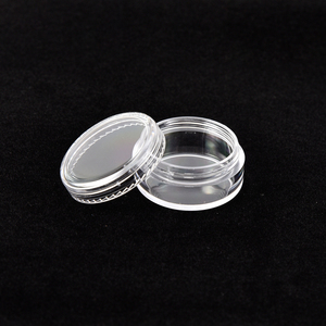 Hot Sale empty 10ml 10g amber pots 10 g 10 ml PS mini amber plastic cosmetic jar with black lid for travel