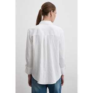 Camisa de Lino con Botones para Mujer, Blanca, Estilo Minimalista para el Día a Día, Moda Sencilla - Product Image 3