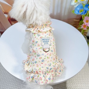 Robe à imprimé floral pour animaux de compagnie, avec volants, pour chiens et chats, tenue respirante en Polyester, Style princesse, printemps et été - Product Image 2