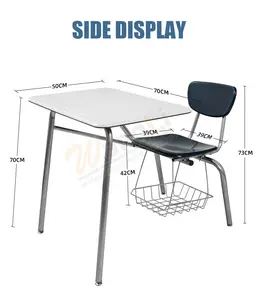 Desain Baru Meja dan Kursi Sekolah Set Furnitur Kelas Terintegrasi Meja dan Kursi untuk Siswa
