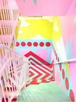 Décoration de magasin de bonbons mignons pour les loisirs, design d'intérieur personnalisé de boutique de crème glacée rose, boutique de yaourt, présentoir de bonbons de vente au détail
