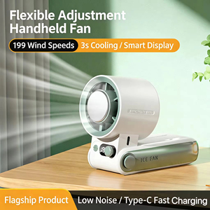 Nuevo Ventilador de Mano de Plástico de Cinco Velocidades y Alta Velocidad con Pantalla Digital, Enfriamiento por Hielo, Motor AC, Recargable por USB, 6000mAh, Portátil para Auto - Product Image 5