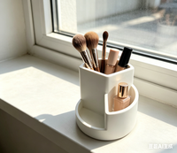 Organisateur de Comptoir Multi-Compartiments en Résine pour Dentifrice, Cosmétiques, Pinceaux de Maquillage – Rangement de Bureau Multi-Grilles