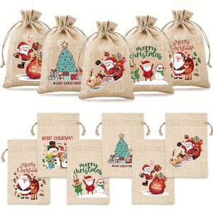 Bolsa de Regalo Navideña Personalizada con Diseño de Papá Noel y Reno, Impresa en Flexografía, Reciclable, con Cordón, de Algodón - Product Image 3