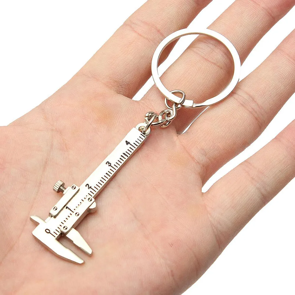 202 NEW Fashion Women Men Color Zinc Alloy Mini Messschieber Penadnt Keychain Key Chain Key Ring Office Keychain