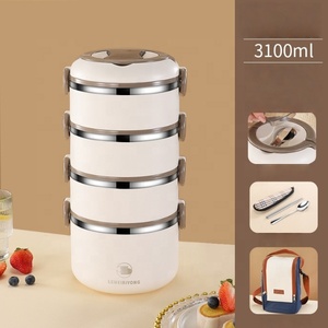 Lonchera Bento de Acero Inoxidable Aislada de 3 Niveles, Hermética, Apta para Microondas, Térmica, para Mantener el Calor de los Alimentos - Product Image 5