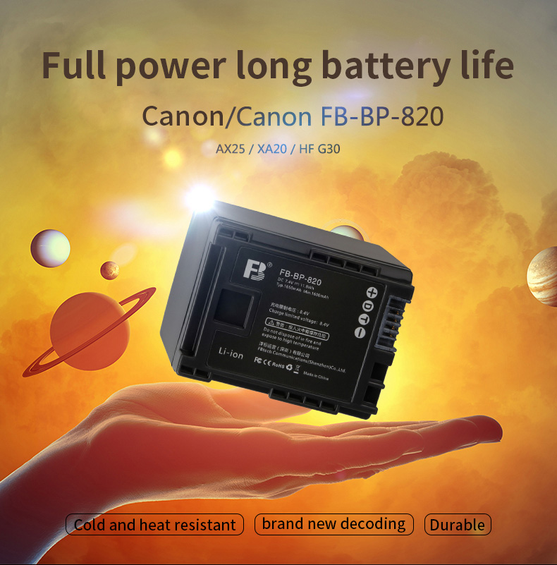FB-BP-820 Battery for Canon XA20 XA25 HF G30 Camcorders