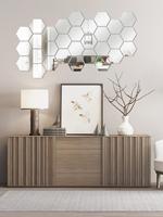 Autocollant mural miroir 3d Diy Diamonds Hexagon Living Room Home Acrylic Mirror Decor Wall Sticker Adhesive