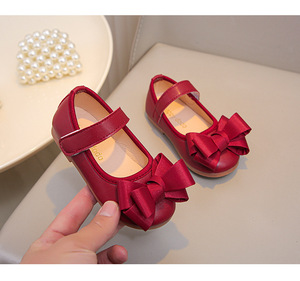 <span class=keywords><strong>Chaussures</strong></span> <span class=keywords><strong>plates</strong></span> de princesse en cuir PU à semelle souple pour bébé fille, style coréen, printemps, vêtements d'extérieur pour enfants, nœud, fête de mariage - Product Image 6