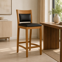 Chaise de salle à manger européenne à dossier haut en bois, avec revêtement en cuir, pour restaurant et café