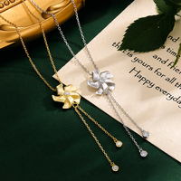 Nouveau pendentif moulin à vent en argent pur 925 original, zircon décontracté pour femmes, bijoux plaqués rhodium frais et luxueux, vente en gros