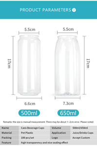 Botellas de Plástico PET para Cerveza, Refrescos, Té de Burbujas y Café - Transparentes, con Impresión de Logotipo Personalizado, 250/330/500/650 ml - Product Image 3