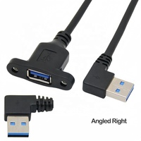 Rechtwinkliges USB3.0-Verlängerungskabel zur Panelmontage, 5 Gbit/s, 90 Grad USB 3.0 A Stecker auf Buchse Panelmontage-Verlängerungskabel