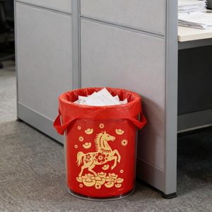 ถุงขยะสีแดงแบบมีเชือกผูก ถุงขยะแบบเสื้อกั๊ก ถุงพลาสติกหนาขนาดใหญ่ แข็งแรง ทนทาน สำหรับใช้ในบ้าน - Product Image 1