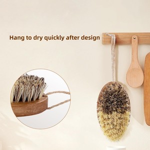 Cepillo de Limpieza Ovalado de <span class=keywords><strong>Madera</strong></span> Maciza con Cerdas de Sisal, el Más Vendido, para Frutas y Verduras, para Uso en la Cocina - Product Image 2