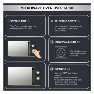 Nuevo Horno Microondas de Acero Inoxidable de 20L, Voltaje Global 110-240V, 700W, 5 Niveles de Potencia, Plato Giratorio Grande de 255mm, Temporizador de 35 Minutos - Product Image 6