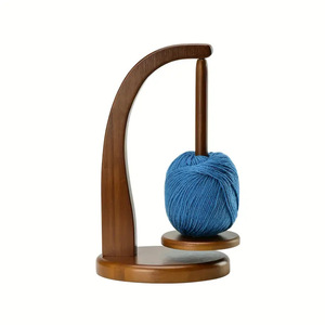 Wooden Yarn Spool <b>Stand</b> With <b>Rotating</b> Base For Knitting Crochet Desktop Use - Product Image 1