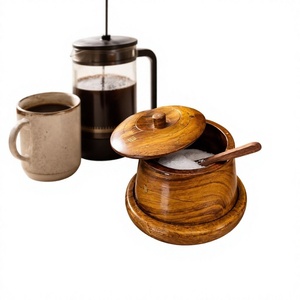 Tarro de Miel de Madera Hecho a Mano con Tapa Abatible y Cuchara, Diseño Tradicional Chino, Apto para Calentar, Lavable en Lavavajillas, Hermético para Almacenamiento de Alimentos - Product Image 5