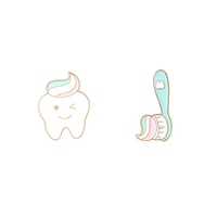 Broches en émail et brosse à dents, sourire clin d'œil broches à dents Badges de dentiste vêtements accessoires de décoration cadeau pour dentiste