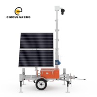 Tour de surveillance mobile CCTV à énergie solaire avec caméra, mât télescopique de 6 mètres, système de surveillance, modèle étanche IP65