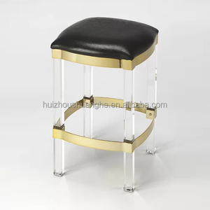 Bar Furniture Modern Pu Leather Bar <strong>Stool</strong> Metal Frame <strong>Counter</strong> <strong>Height</strong> Acrylic Bar <strong>Stools</strong> for Kitchen - Product Image 1