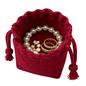 Sac à bijoux en coton et lin de haute qualité, personnalisable avec logo, vente en gros directe d'usine, pour bagues, bracelets et colliers - Product Image 4