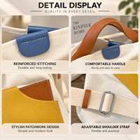 Sac fourre-tout en toile de coton avec logo personnalisé, grande capacité, couleur contrastée, sac à bandoulière pour femmes