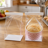 Sachets Doypack transparents refermables pour gâteaux, desserts, muffins et produits de boulangerie, avec logo personnalisé, pour usage professionnel, vente en gros