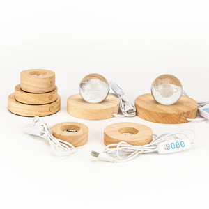 Đèn bàn đế gỗ tròn có đèn LED USB Ánh sáng trắng ấm trang trí nhà Quà tặng Giáng sinh - Product Image 4