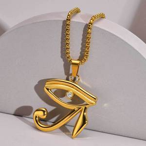 Collana di <span class=keywords><strong>protezione</strong></span> oro 18K oro antico simbolo egitto in acciaio inossidabile Cz collana pendente occhio di Horus - Product Image 5