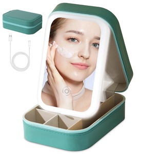 Trousse de Maquillage Portable avec Miroir LED, Boîte de Rangement Multi-Compartiments, Étui de Voyage pour Bijoux, Organisateur Cosmétique pour Femmes - Product Image 1