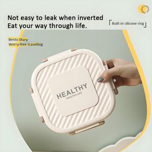 Cấp Thực Phẩm Nhựa 1300Ml 3-Ngăn Hình Chữ Nhật Nhiệt Trường Tiffin Thép Không Gỉ <span class=keywords><strong>Bento</strong></span> Trẻ Em Ăn Trưa Hộp Cho Người Lớn - Product Image 3