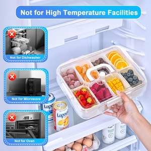 Portable Snackle <b>Box</b> Container with Ice Pack Divided Serving Tray Cooling Travel Snacklebox with Lid & Handle 8 Compartment - Product Image 3