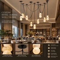 Lustre en albâtre naturel Wabi Sabi, forme empilée personnalisée, luminaire suspendu LED pour hôtel, salle à manger, éclairage de projet intérieur
