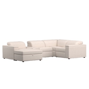 Ensemble modulaire de canapé sectionnel 6 pièces, inclinable et avec rangement, style italien, ultra confortable, avec accoudoirs carrés et revêtement en tissu nuage - Product Image 2