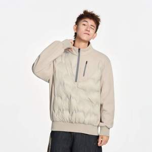 Chaqueta de Plumón Semi-Cremallera OEM para Hombre, Estilo Americano, Delgada y Ajustada, con Cuello Alto, para Parejas, Suéter Abrigado de Invierno - Product Image 4