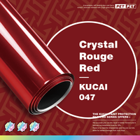 KUCAI Stiker Mobil PET Backing Warna Merah Kristal Gloss Metallic Cat Vinyl Mobil 1.52*17m/roll