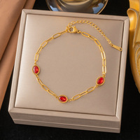 Nouveau Bracelet de Luxe Léger pour Femme en Acier Inoxydable avec Diamants Colorés, Chaîne à Maillons en Pierre Naturelle et Zircon – Bijou Tendance