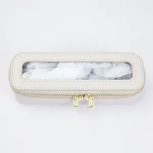 Mini de viaje de diseño de cuero de pvc organizador de maquillaje caso claro bolsa de bolsas de cosméticos